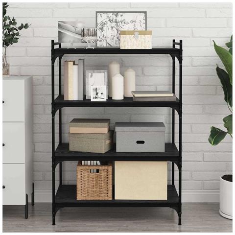 Scaffale 4 pcs Nero 80 x 40 x 1.5 cm Legno multistrato - Foto 2