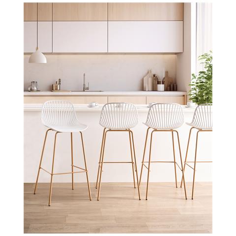 Set Di 4 Sedie Alte Kleve Bianco - Foto 1