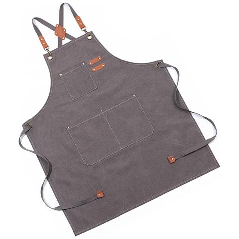Grembiule In Tela Di Cotone Impermeabile E Oleorepellente Con Tasche - Ideale Per Cucina, Giardino E Lavoro Grey - Foto 5