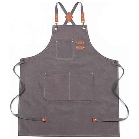 Grembiule In Tela Di Cotone Impermeabile E Oleorepellente Con Tasche - Ideale Per Cucina, Giardino E Lavoro Grey - Foto 1