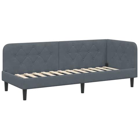 Cornice del letto ad angolo Grigio scuro 80 x 200 cm Velluto - Foto 1