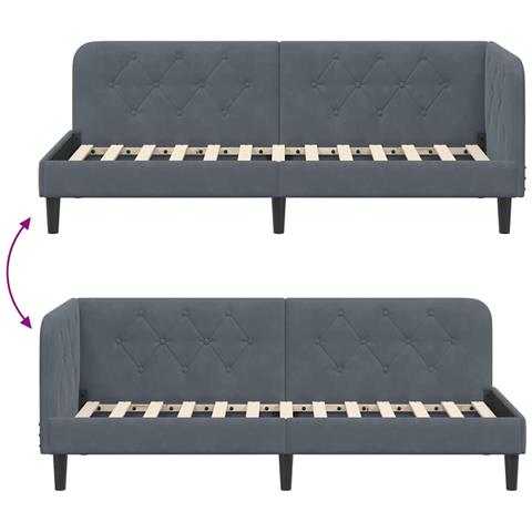 Cornice del letto ad angolo Grigio scuro 80 x 200 cm Velluto - Foto 9