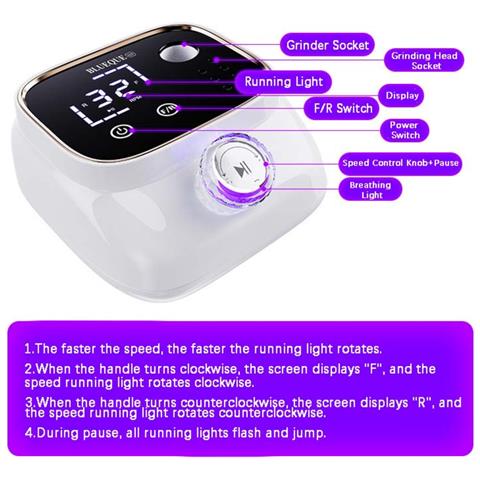 Fresatrice Elettrica Professionale Per Unghie 45000rpm Con Funzione Di Memoria Ivory - Foto 2