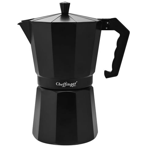 Caffettiera Italiana 560ml 12 Tazze In Alluminio Con Manico Ergonomico, Nero - Foto 1