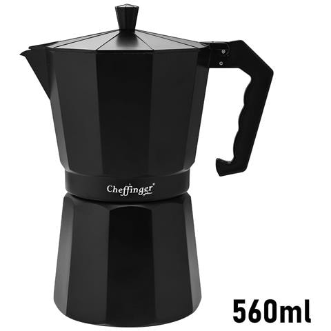 Caffettiera Italiana 560ml 12 Tazze In Alluminio Con Manico Ergonomico, Nero - Foto 5