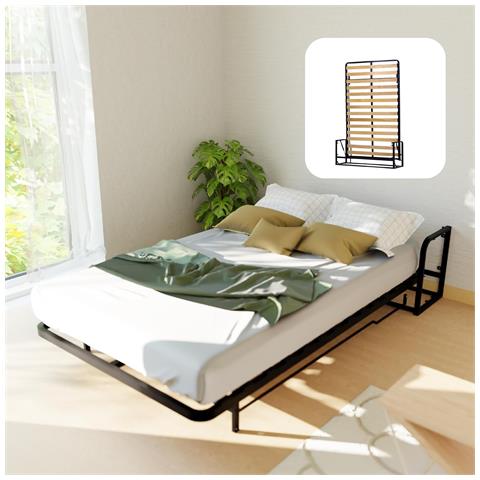Letto a Scomparsa Verticale Classic 120 x 200 - Meccanismo a Pistone a Gas, Supporta fino a 300kg, Design Salva-spazio, Montaggio Facile, Compatibile con Materassi (Spessore Fino a 30cm) - Foto 4