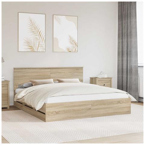 Struttura del letto con cassetto Rovere Sonoma 200 x 200 cm - Foto 2