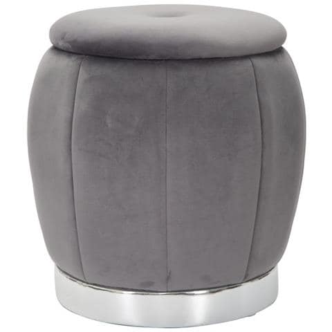 Pouf Contenitore Paris Grigio E Silver In Tessuto - Ø 43 X H 43 Cm - Foto 1