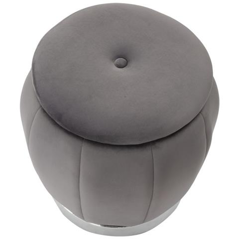 Pouf Contenitore Paris Grigio E Silver In Tessuto - Ø 43 X H 43 Cm - Foto 2