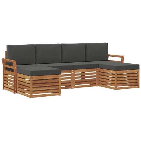 Set divani 6 pcs Naturale e Antracite Legno di Acacia Massello - Foto 1