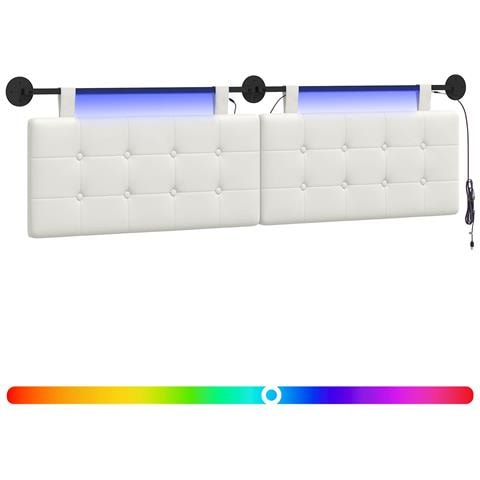 Testiera sospesa Con luce LED Bianco Similpelle - Foto 1