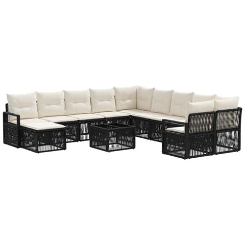 Set Divano da Giardino 12 pcs Nero polyrattan - Foto 1