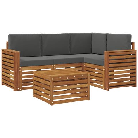 Set di divani da esterno con cuscino 5 pcs Naturale e Antracite - Foto 1