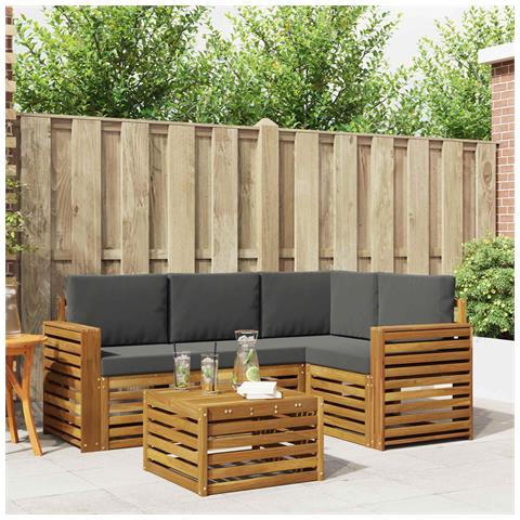Set di divani da esterno con cuscino 5 pcs Naturale e Antracite - Foto 2