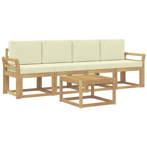 Set di divani da esterno con cuscino 5 pcs Bianco e Crema - Foto 1