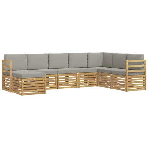 Set di divani da esterno 8 pcs Bianco e Grigio Chiaro - Foto 1