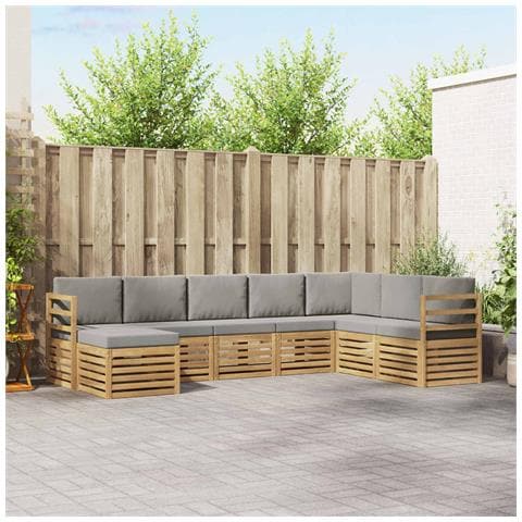 Set di divani da esterno 8 pcs Bianco e Grigio Chiaro - Foto 2