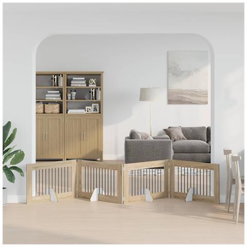 Cancello per cani pieghevole con supporti 4 pcs Rovere Sonoma - Foto 2