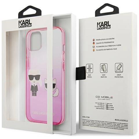 Karl Lagerfeld Klhcp13stgkcp Iphone 13 Mini 5,4 Custodia Rosa /gradient Pink Ikonik Karl & Choupette - Foto 2