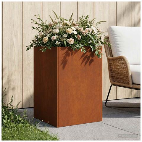 Vaso da giardino Ruggine 50 x 50 x 75 cm Acciaio Corten - Foto 2