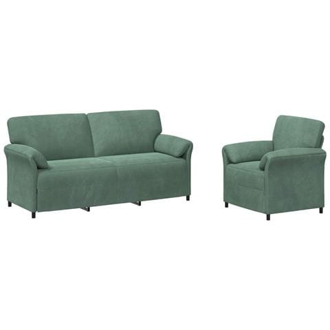 Set di divani 2 pz Verde Mare Velluto - Foto 1