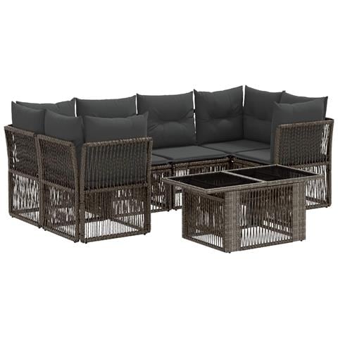 Set Divano da Giardino 7 pz Grigio polyrattan - Foto 1