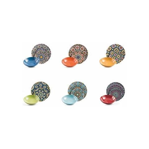 Marrakech Servizio Tavola Pezzi, Porcellana, Multicolore, 18 Unità - Foto 1