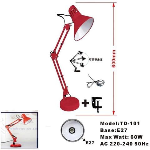 Lampada Da Scrivania Con Braccio Snodabile Luce Da Tavolo E27 Orientabile Td101 - Foto 7