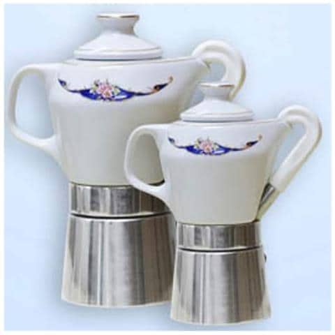 Sirge Caffettiera Moka 2 Tazzine In Fine Porcellana Certificata E Decorata Oro Mary 55 - Foto 1