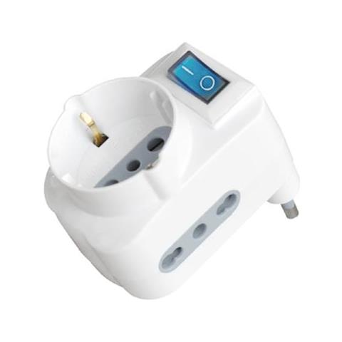 Adattatore Multipresa Triplo Bipasso / schuko Presa Tedesca E Prese / bipasso Standard Italiano Interruttore Luminoso - Sku 8716 - Foto 1