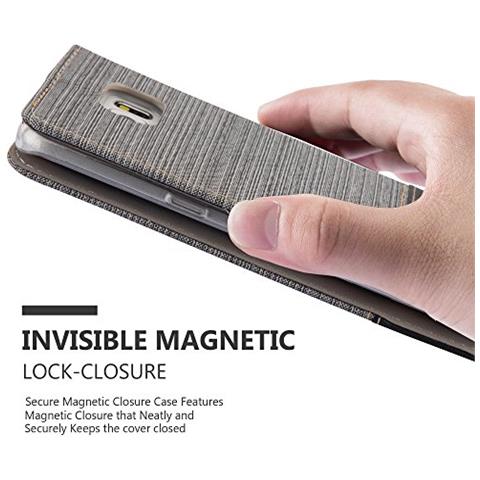 Custodia Compatibile Con Samsung Galaxy S6 Edge Plus In Grigio Nero - Coperchio Protettiva Con Chiusura Magnetica, Funzione Stand E Tasca Per Le Carte - Foto 2