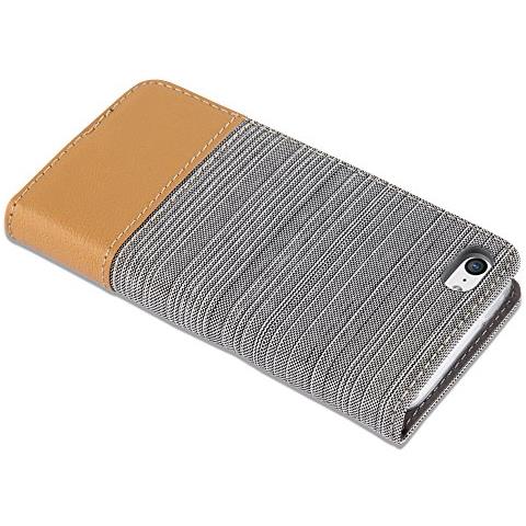 Custodia Compatibile Con Apple Iphone 5c In Grigio Chiaro Marrone - Coperchio Protettiva Con Chiusura Magnetica, Funzione Stand E Tasca Per Le Carte - Foto 2