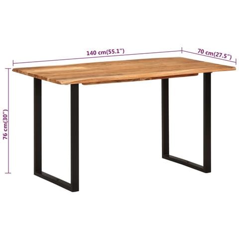 Tavolo Da Pranzo 140x70x76 Cm In Legno Massello Di Acacia - Foto 11