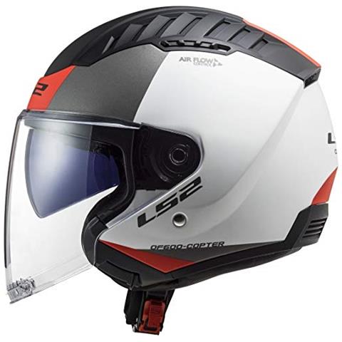 LS2 - 306002102xs Casco Moto Jet Of600 Elicottero Urbano, Unisex, Bianco  Opaco / Rosso, Xs - ePRICE