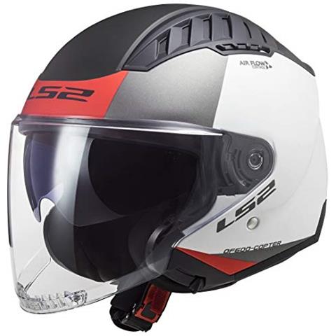 LS2 - 306002102xs Casco Moto Jet Of600 Elicottero Urbano, Unisex, Bianco  Opaco / Rosso, Xs - ePRICE