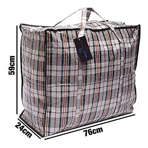 Confezione Da 8 X Large Forti Bagagli Servizio Lavanderia Shopping Bags - Xl Moving Borse Con Cerniera E Maniglie A Scacchi - Riutilizzabile Conservare Zip Bag - Foto 4