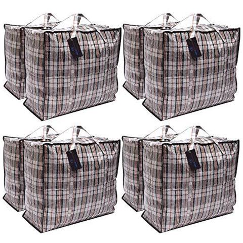 Confezione Da 8 X Large Forti Bagagli Servizio Lavanderia Shopping Bags - Xl Moving Borse Con Cerniera E Maniglie A Scacchi - Riutilizzabile Conservare Zip Bag - Foto 1
