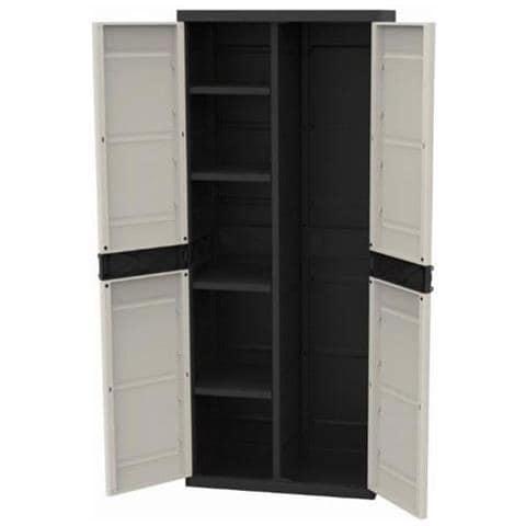 Titanio Armadio Con 2 Ante E Ripiani L70 X P44 X H176 Cm Gamma Beige E Nero Titanio Interno / Esterno - Foto 1