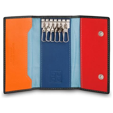 Portachiavi classico in pelle Multicolore a 6 ganci Nero - Foto 1