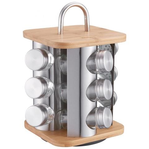 Kb-7554 Porta Spezie Con 12 Contenitori In Vetro Su Supporto In Bambù - Foto 1