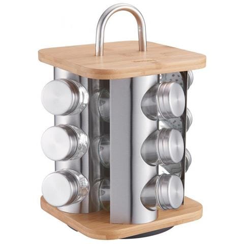 Kb-7554 Porta Spezie Con 12 Contenitori In Vetro Su Supporto In Bambù - Foto 2