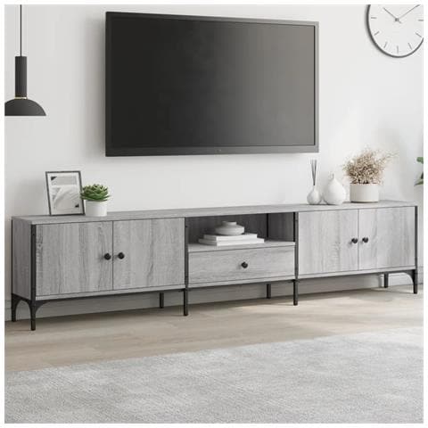 Mobile Tv Cassetto Grigio Sonoma 200x25x44 Cm Legno Multistrato - Foto 1