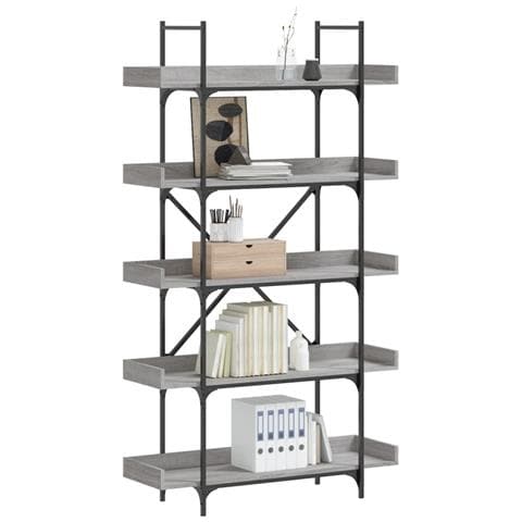 Libreria 5 Ripiani Grigio Sonoma 100x33x180,5 Legno Multistrato - Foto 1