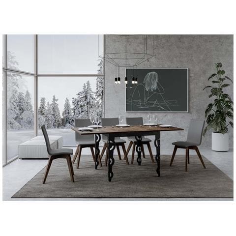 Tavolo Apribile 90x90/180 Cm Karamay Libra Telaio Antracite - Noce - Foto 2