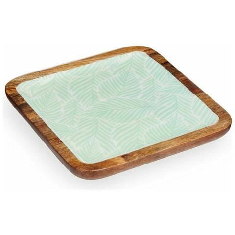 Centrotavola 25 X 25 Cm Foglia Della Pianta Bianco Marrone Verde Resina Legno Di Mango (6 Unità) - Foto 4