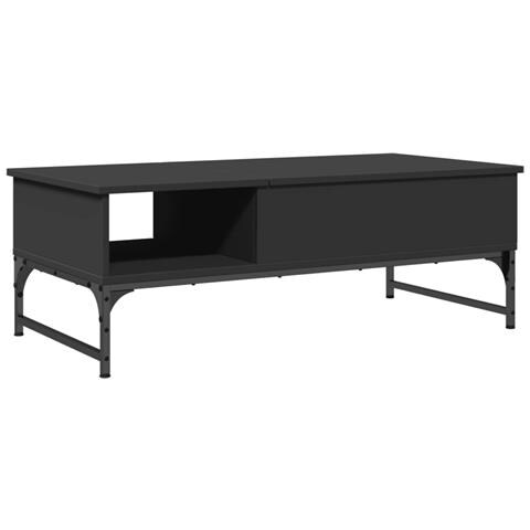 Tavolino Salotto Nero 100x50x35 Cm Legno Multistrato E Metallo - Foto 2
