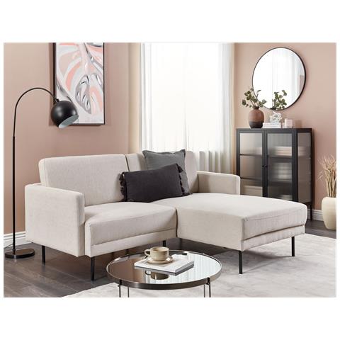 Divano Angolare 2 Posti Breda Tessuto Beige Chiaro Lato Sinistro - Foto 1