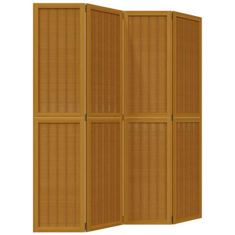 Divisorio Ambienti 4 Pannelli Marrone Legno Massello Paulownia - Foto 2