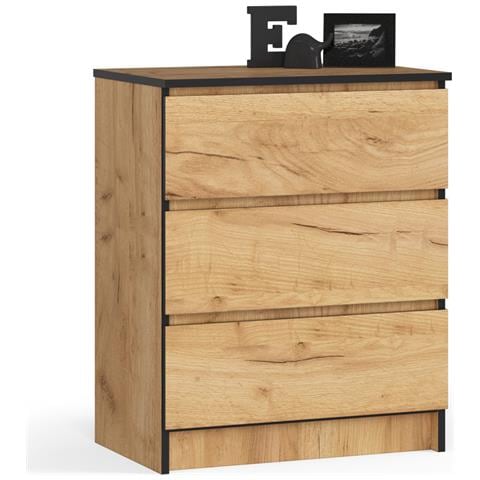 Cassettiera K60, 3 cassetti, 60x40x77 cm, Colore Quercia Craft - Foto 1