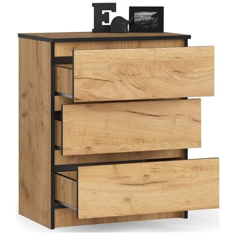 Cassettiera K60, 3 cassetti, 60x40x77 cm, Colore Quercia Craft - Foto 2